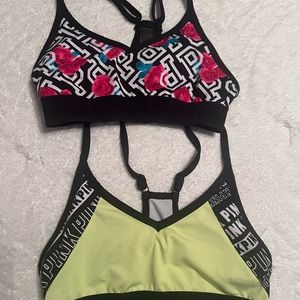 Women’s pink sports bra. Size xs. Used. Good condition. Small padding. 2 bras